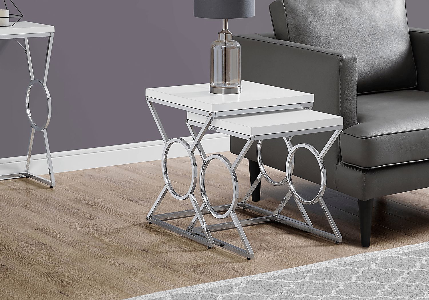 Rooms To Go Hallstone White Set of 2 Nesting Tables